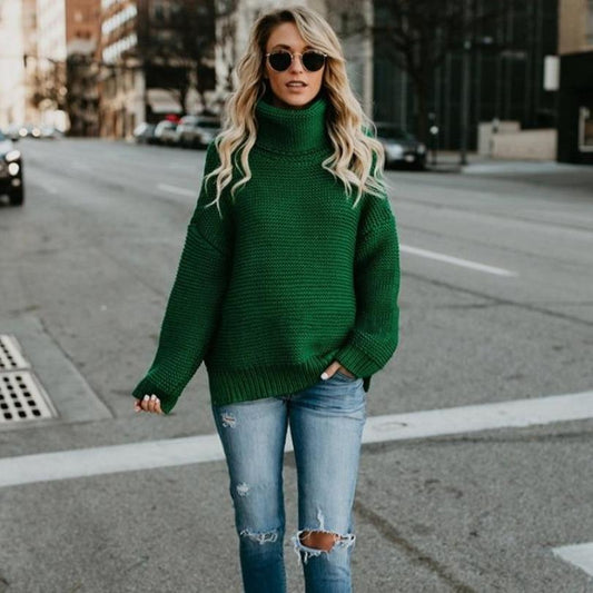 Fernanda | Winter sweater for women with turtleneck and twist