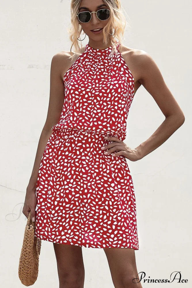 Flower Halter Neck A Modern Style Solid Casual Dress
