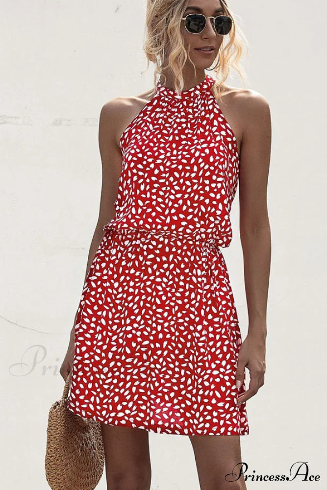 Flower Halter Neck A Modern Style Solid Casual Dress