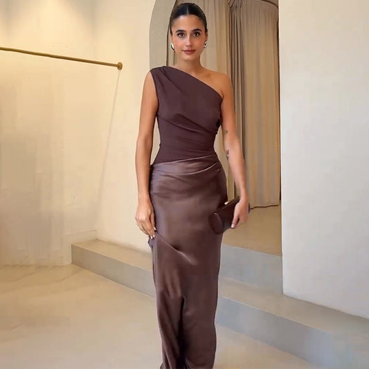 Frances | Women's Sleeveless One Shoulder Maxi Dress