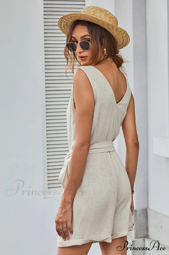 Front Tie Stylish Knot Solid Romper