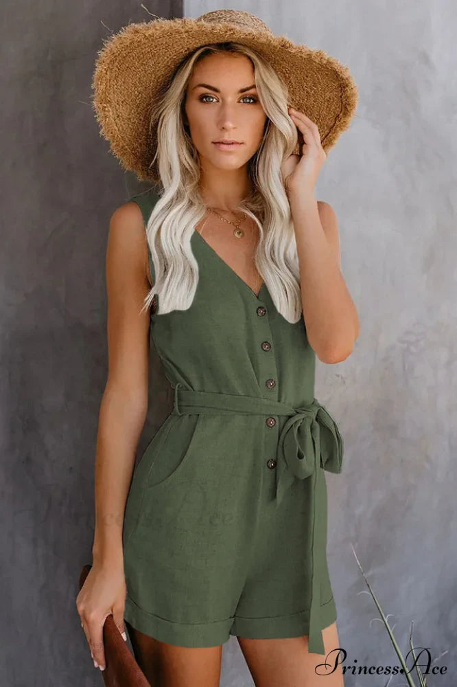 Front Tie Stylish Knot Solid Romper