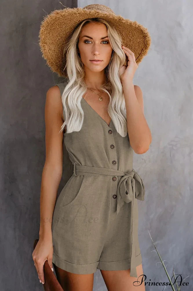 Front Tie Stylish Knot Solid Romper