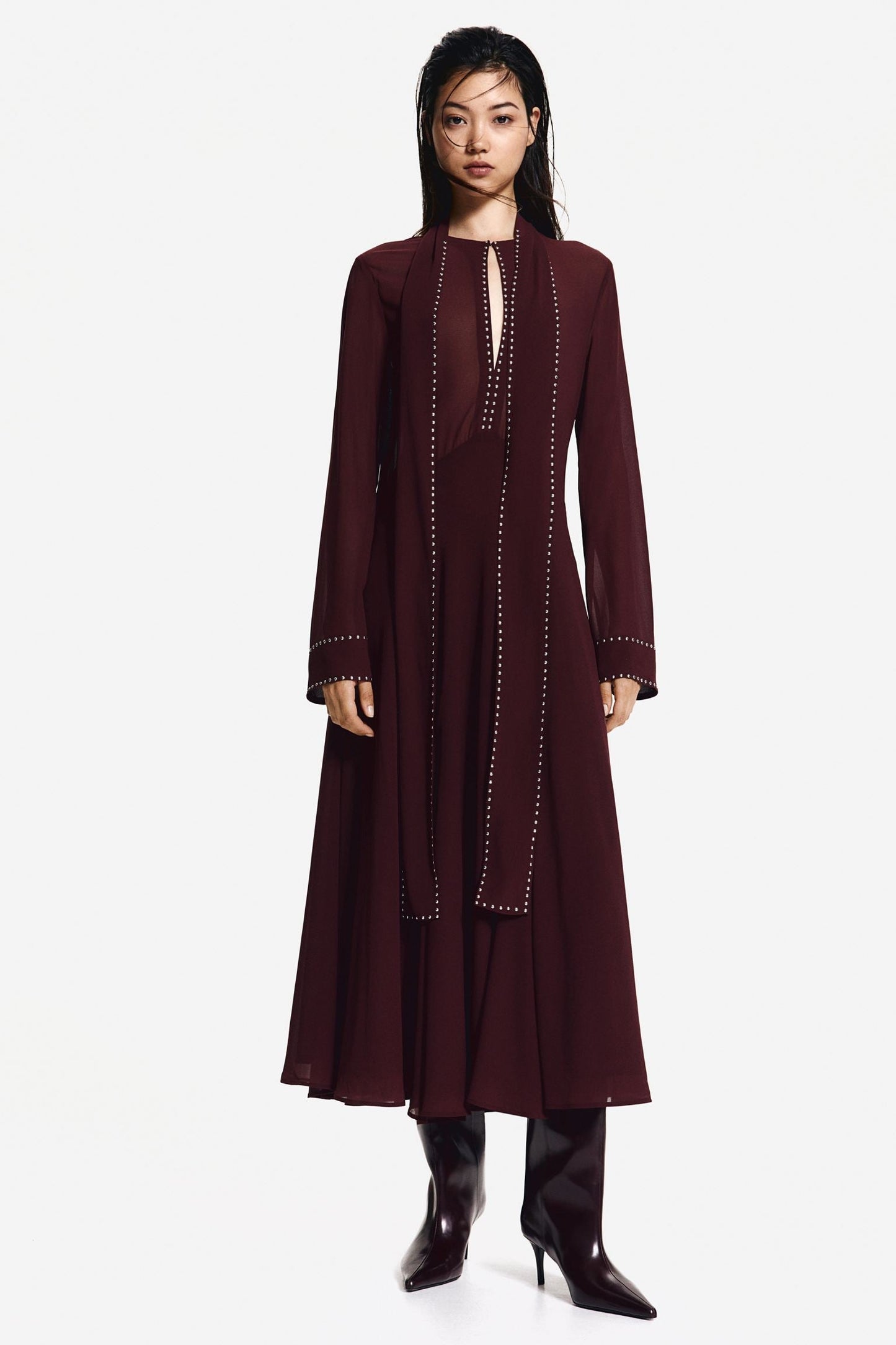 Leila® | Chiffon Midi Dress With Rivets