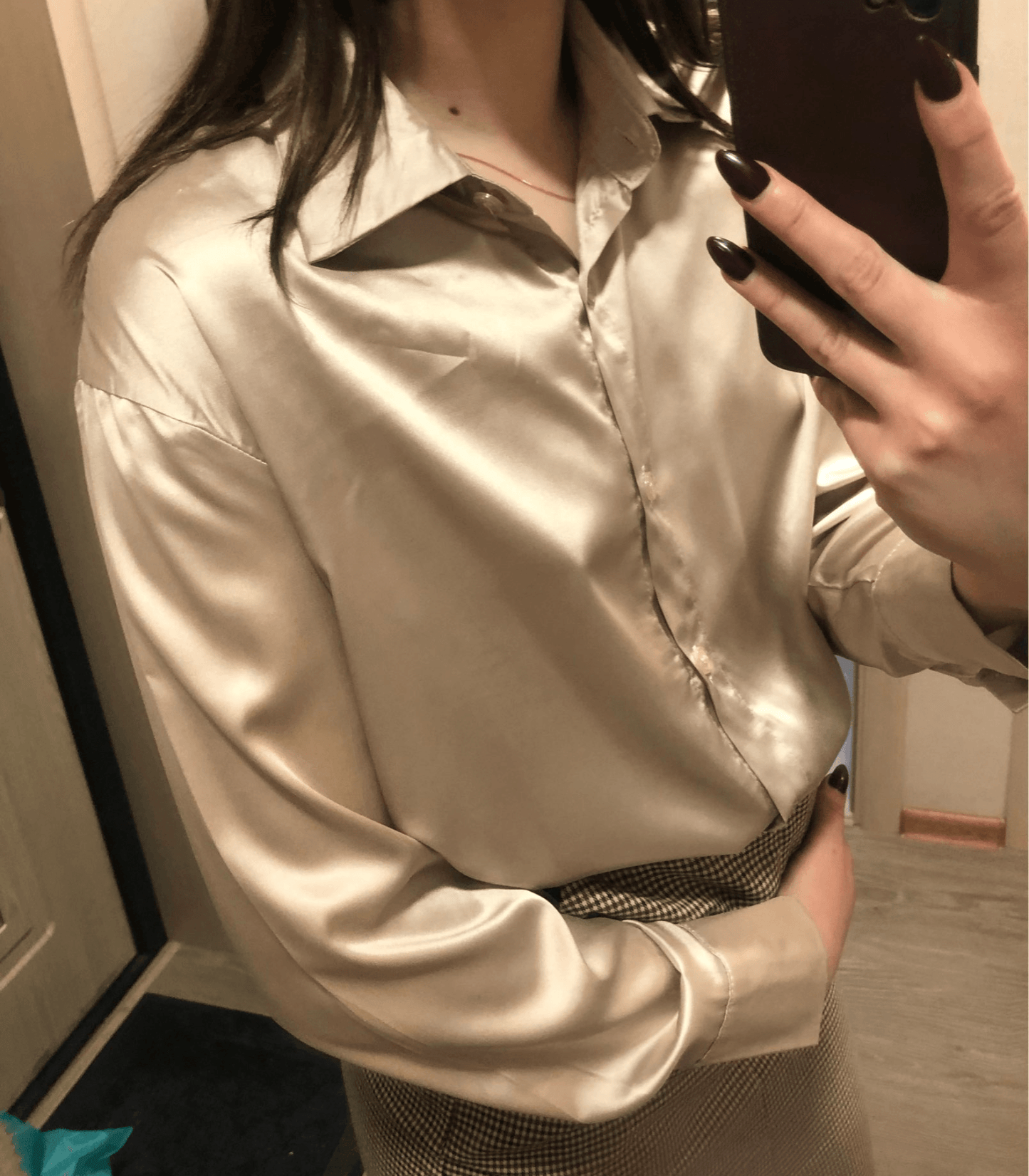 Buana® | Buttoned Satin Silk Blouse