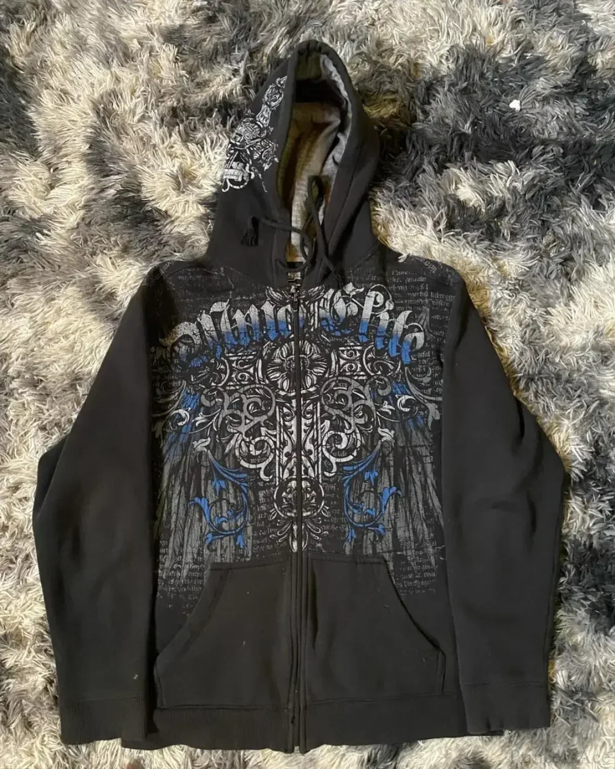 Gothic Letter Print Fall Hoodie