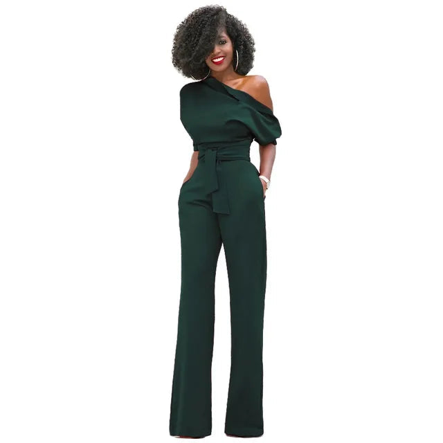 Grace | Women's One Shoulder Belted Jumpsuit