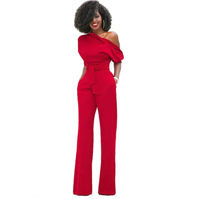 Grace | Women's One Shoulder Belted Jumpsuit
