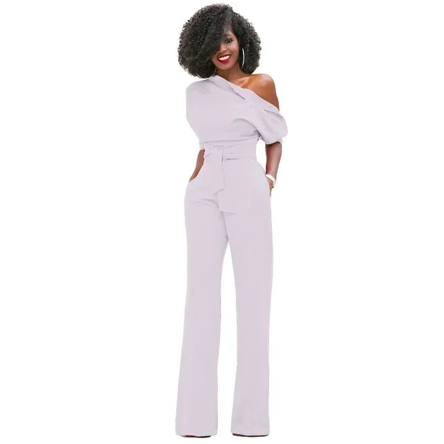 Grace | Women's One Shoulder Belted Jumpsuit