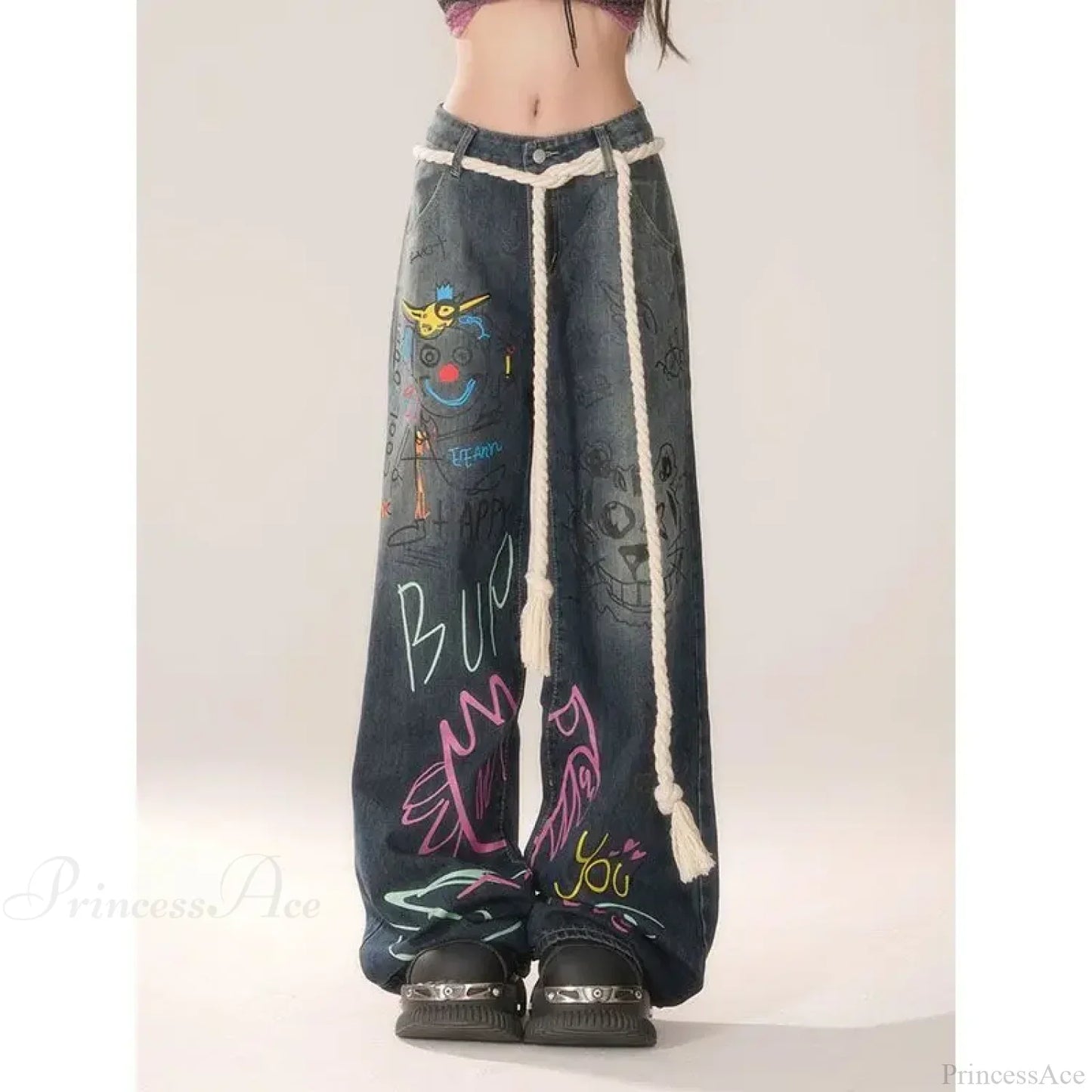 Graffiti Vintage High Waist Jeans Pants