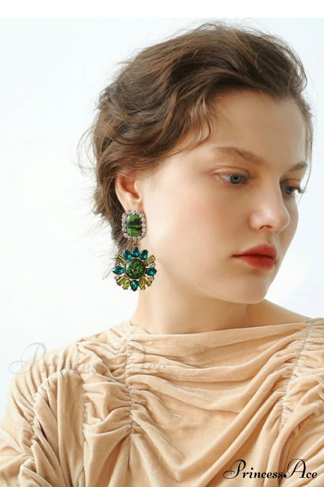 Green Dimond Stylish Dangle Earrings