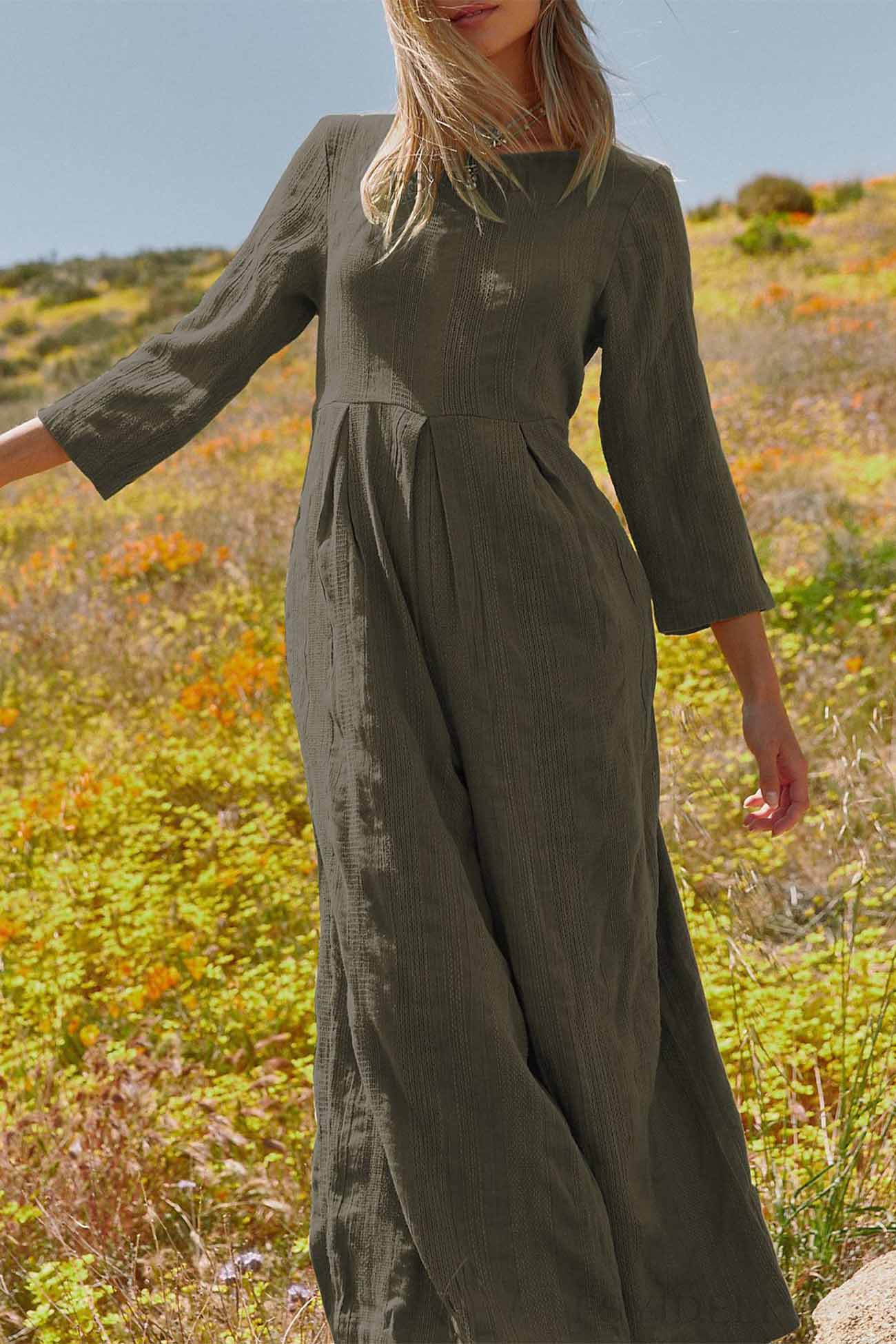 Eleonora | Long-sleeved overalls with a round neckline