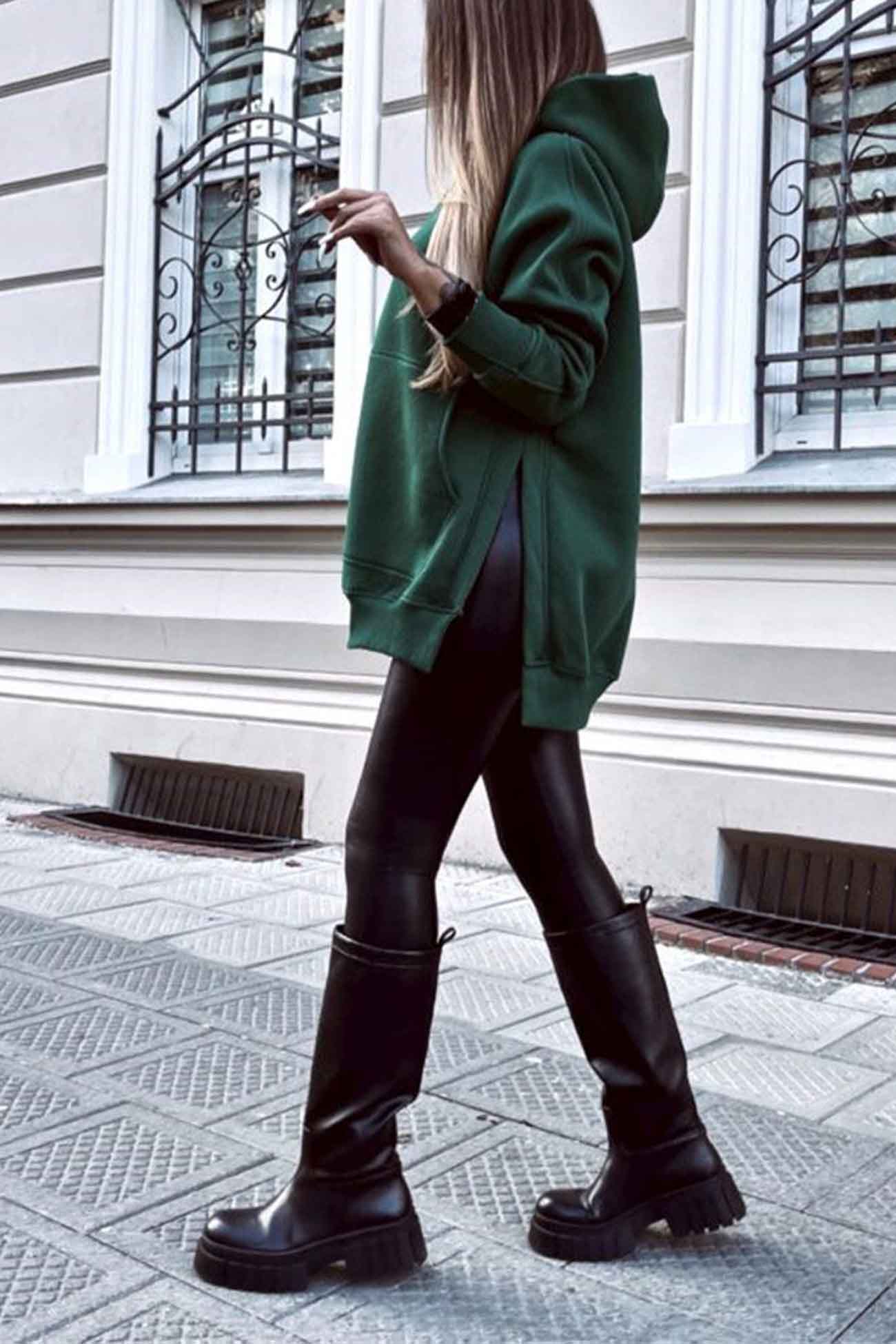 Larissa | Solid color hoodie with pocket slit