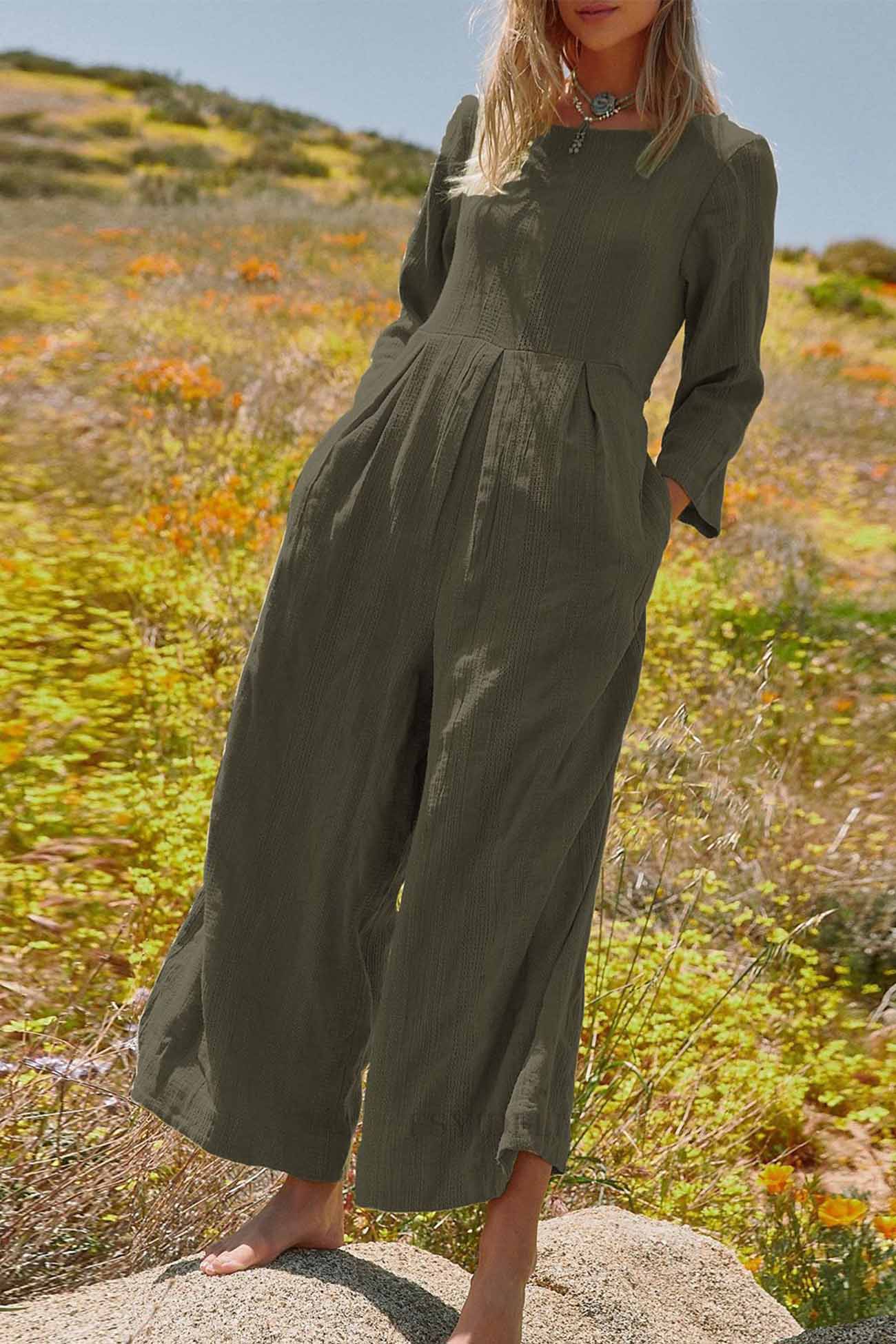 Eleonora | Long-sleeved overalls with a round neckline