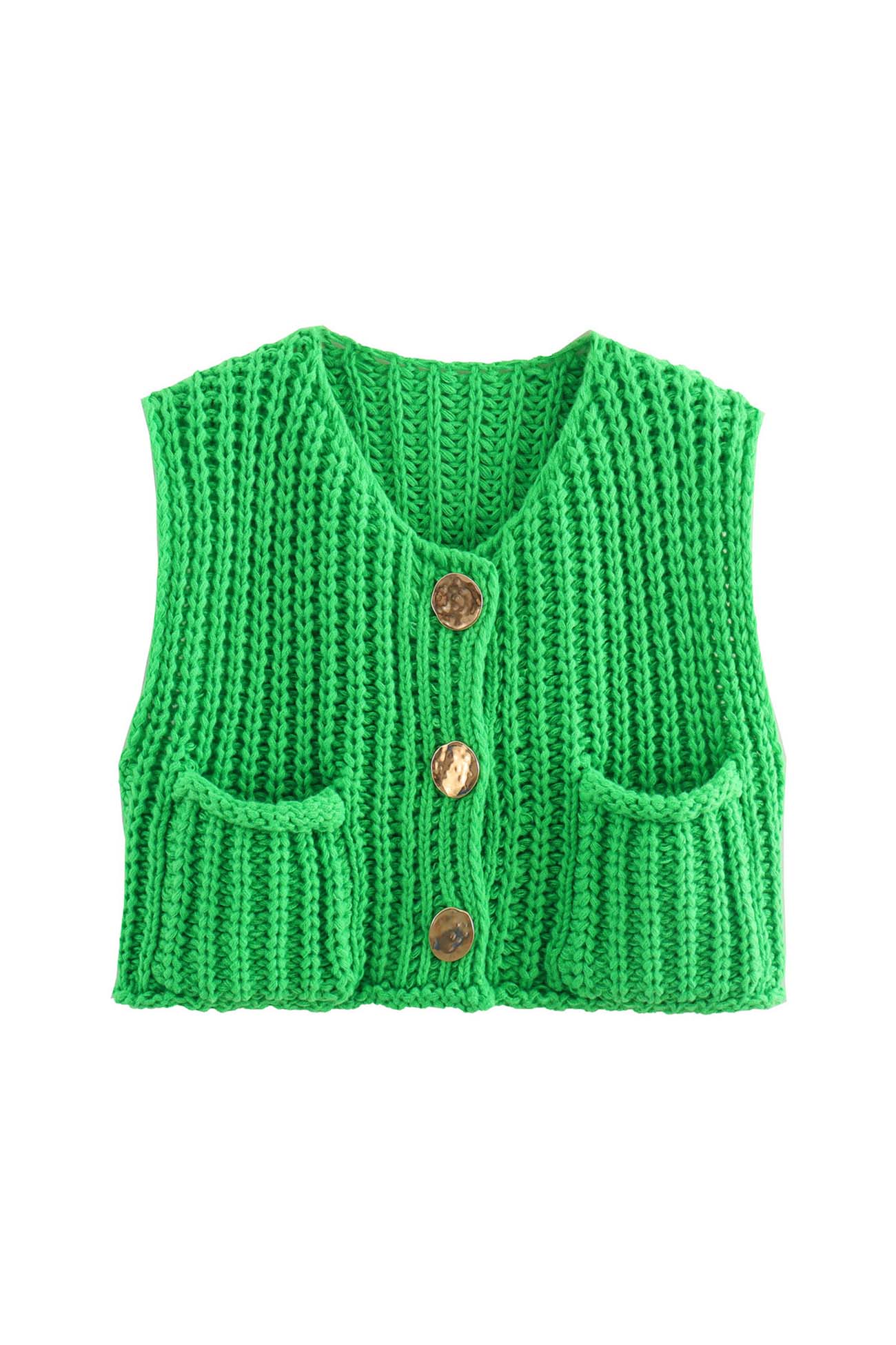 Katinka | Cardigan with a button placket at the front and sleeveless pockets