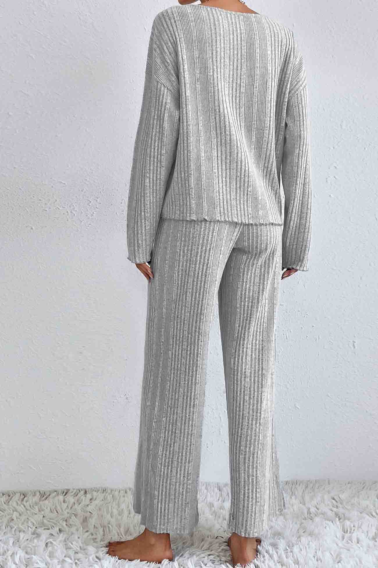 Jana | Ribbed V-neck long sleeve two piece set