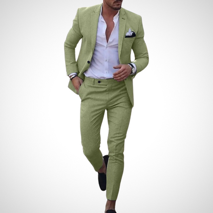 Men’s 2-Piece Suit Set With Single-Breasted Blazer and Slim-Fit Trousers