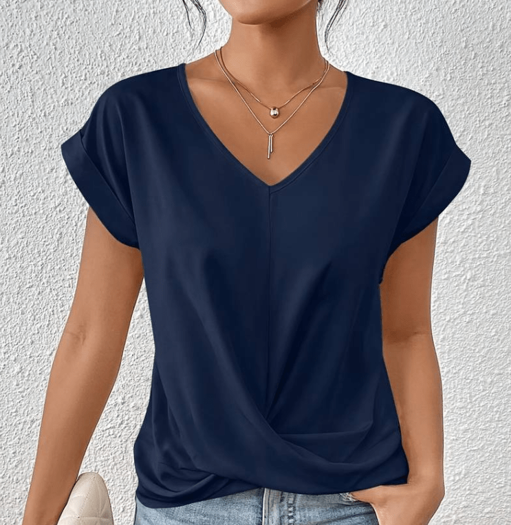 Hallie | Women's V-Neck Short Sleeve Twist Front Top