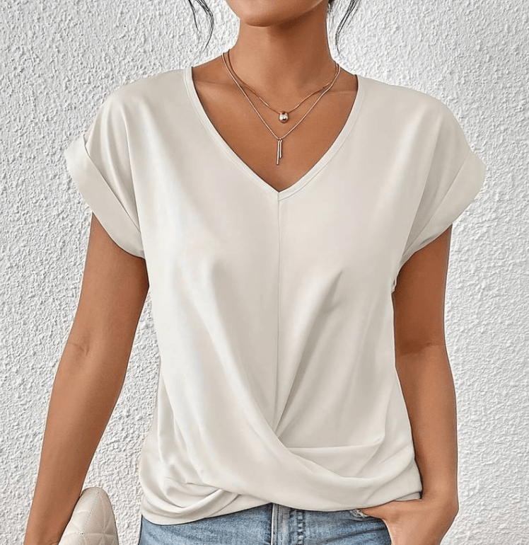 Hallie | Women's V-Neck Short Sleeve Twist Front Top