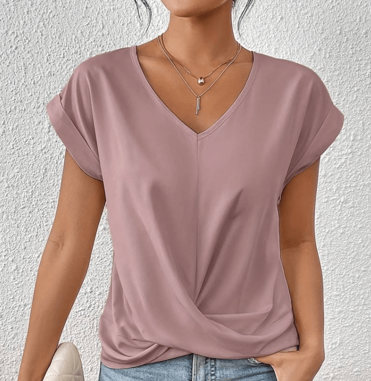 Hallie | Women's V-Neck Short Sleeve Twist Front Top