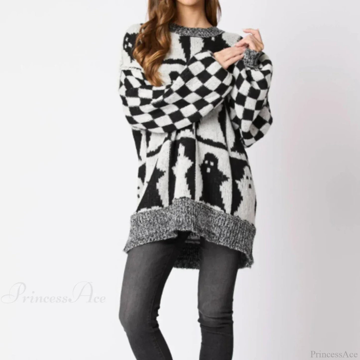 Halloween Round Neck Long Sleeve Aesthetic Gingerbread Loose Sweater