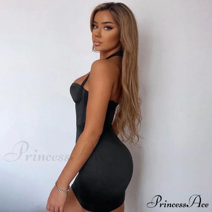 Halter Neck Graceful Black Maxi Dress