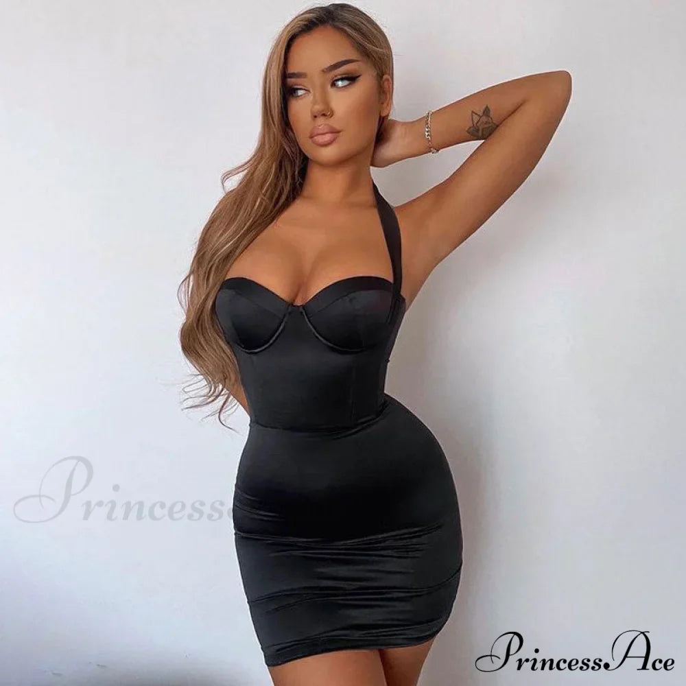 Halter Neck Graceful Black Maxi Dress