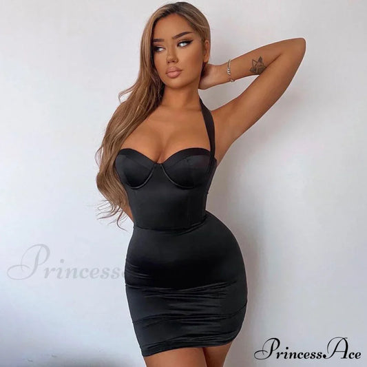 Halter Neck Graceful Black Maxi Dress