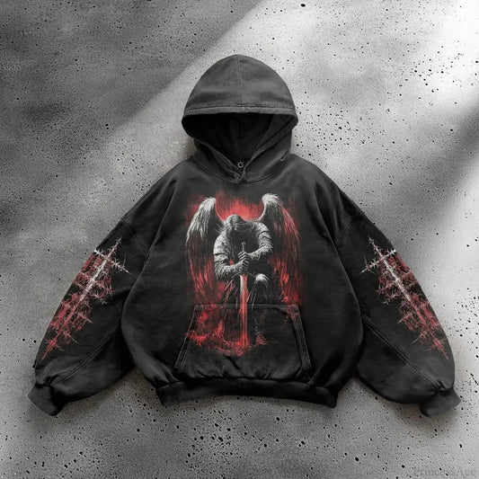 Harajuku Mysterious Printed Hoodie
