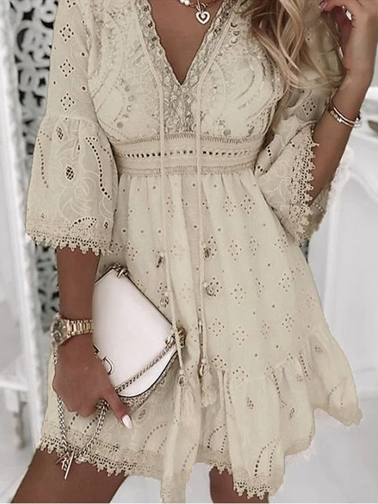 Harmony | Women's V-Neck A-Line Mini Dress