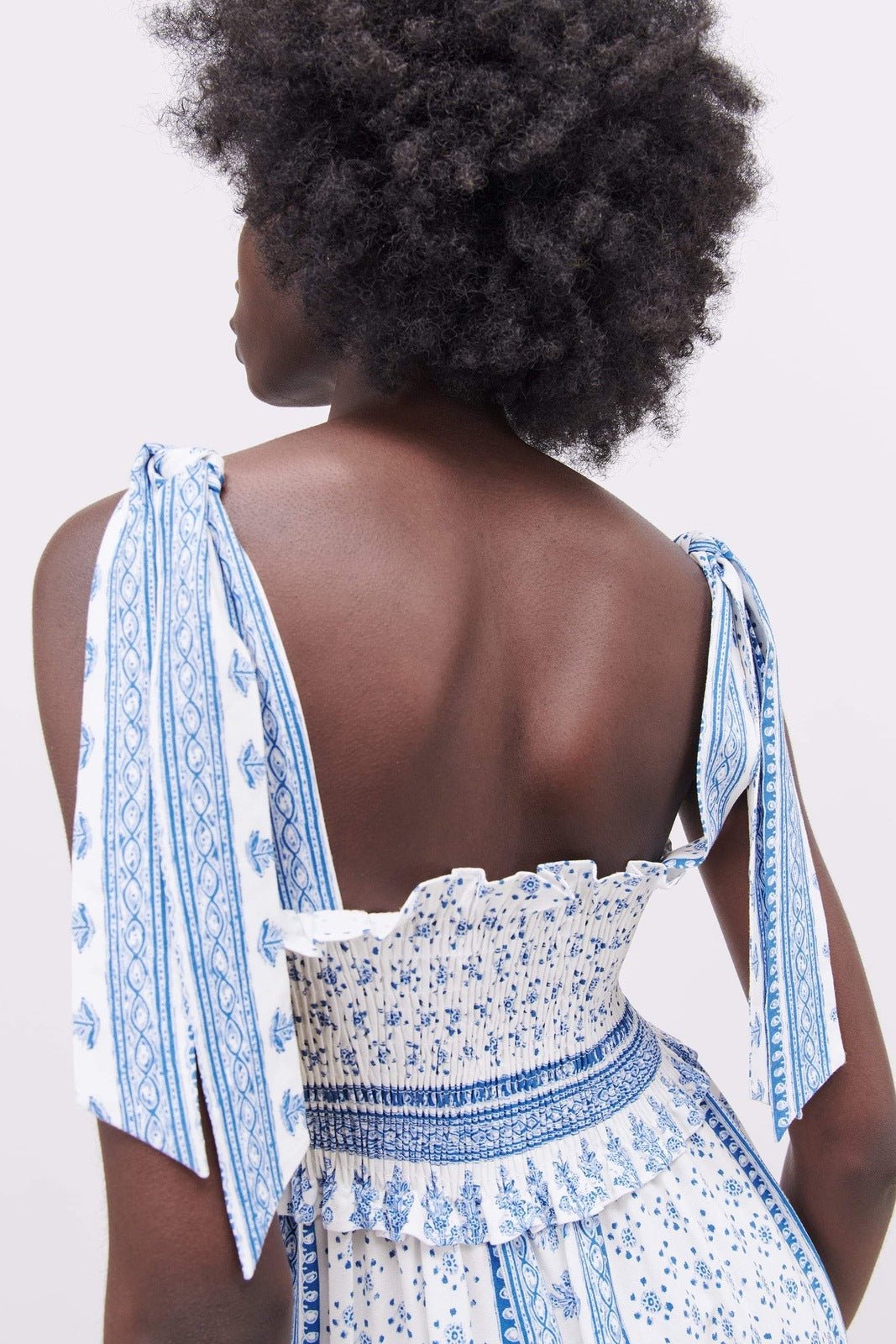Wanda® | Printed Midi Dress  With Gathered Straps