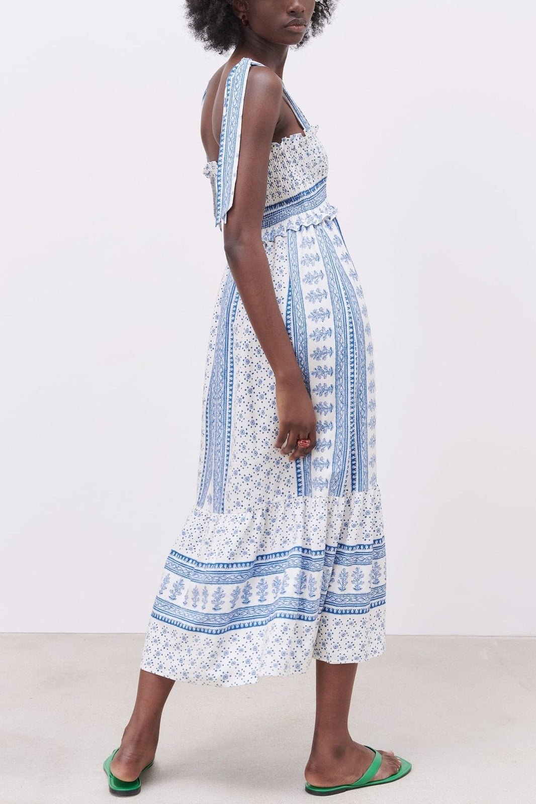 Zoe® | Printed Midi Dress With Gathered Straps
