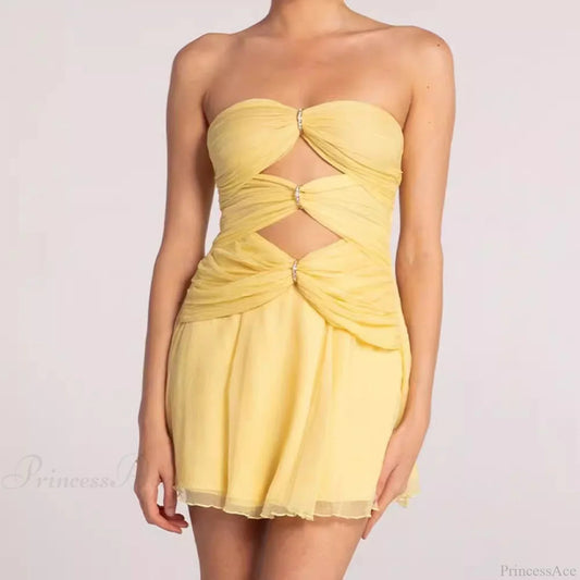 High-End Hollow Strapless Bandage Prom Dress