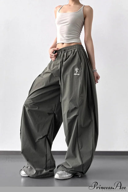 High-Waisted Loose Wide-Leg Cargo Pants
