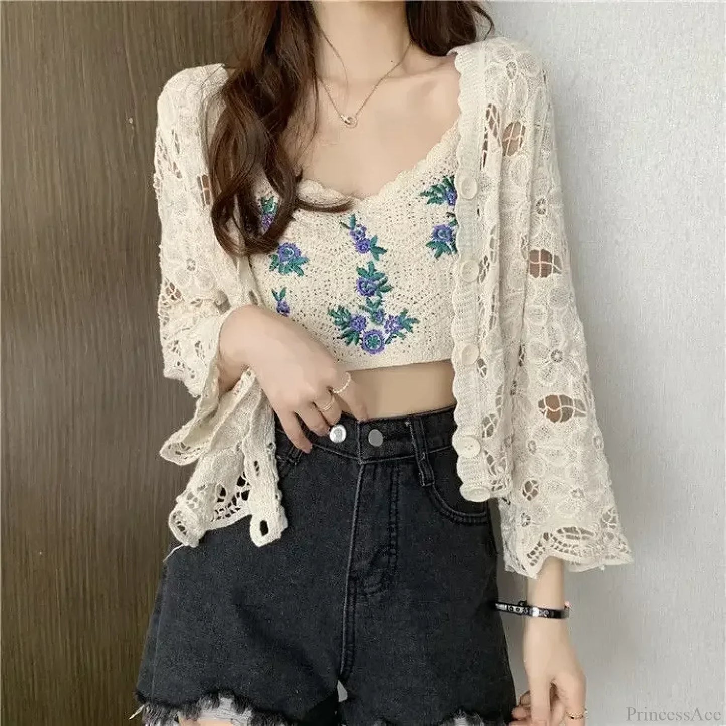 Hollow Out Elegant Long Sleeve Shrug Cardigan
