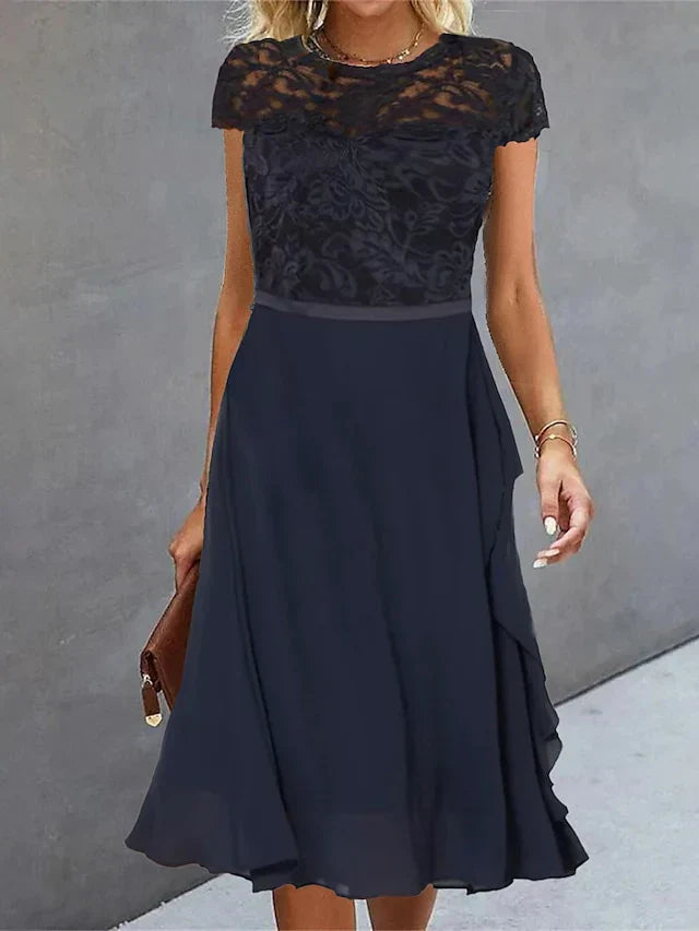 Rosario® | Sheer Short Sleeve Elegant Dress