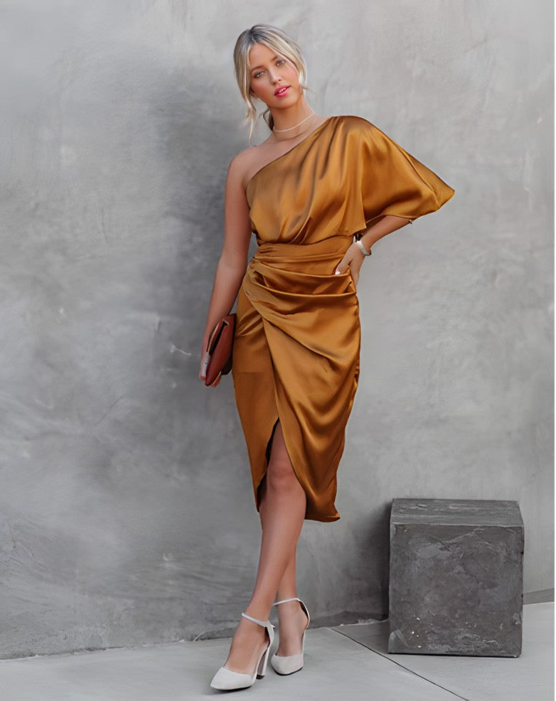 Ava | Women’s One Shoulder Wrap Midi Dress