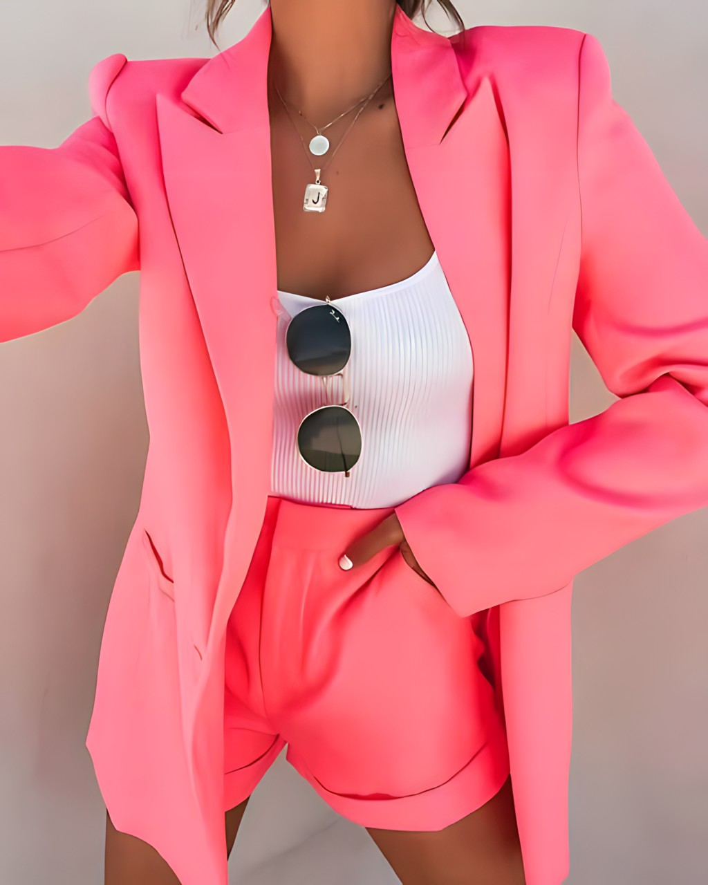 Rose® | Elegant Streetwear-Set Blazer+Shorts