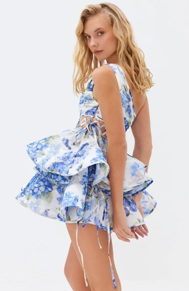Paula® | Floral-Print One-Shoulder Chiffon Mini Dress