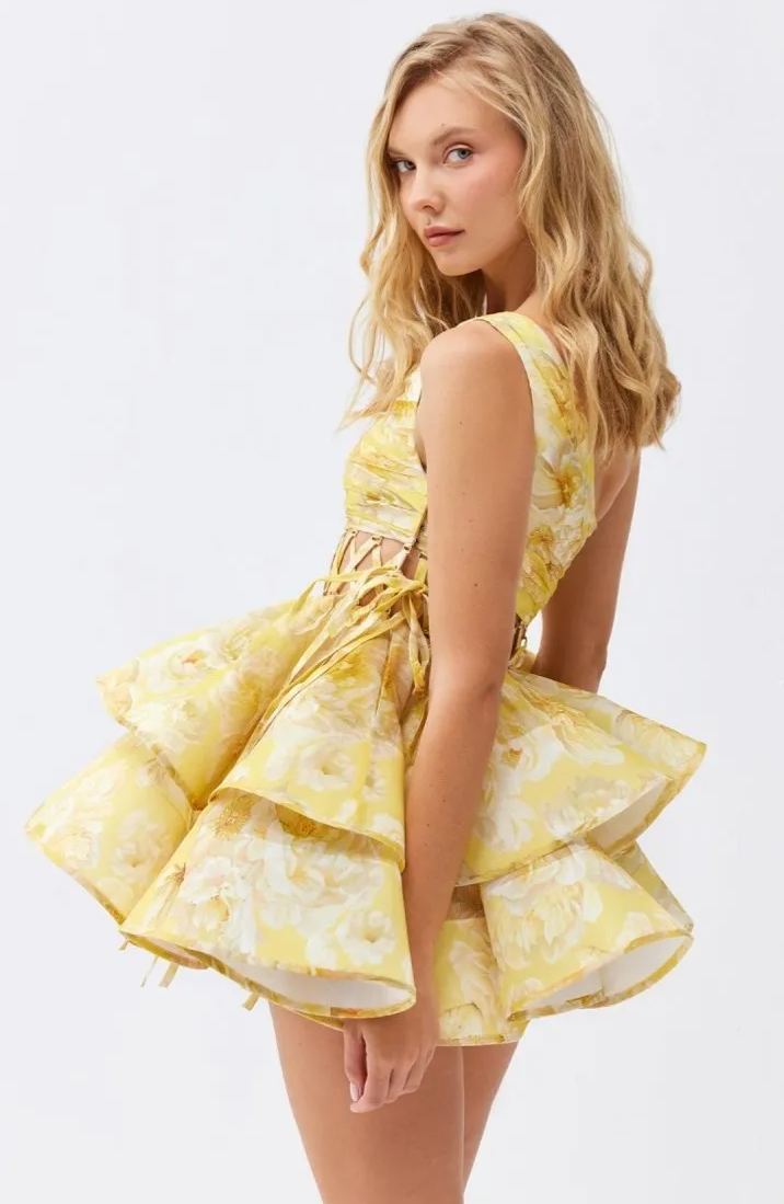 Paula® | Floral-Print One-Shoulder Chiffon Mini Dress
