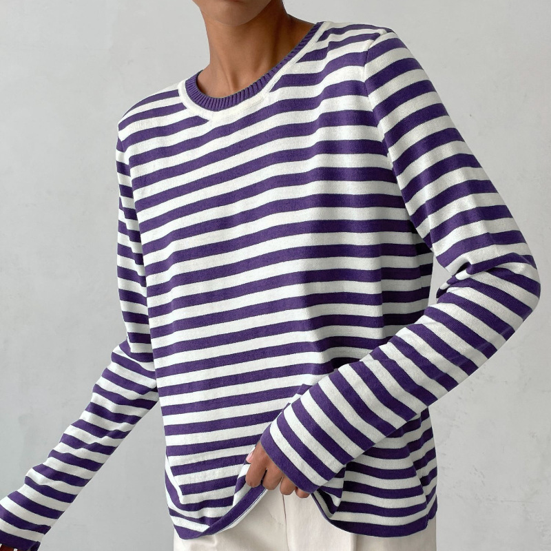 Fatima® | Women's striped long-sleeved round-neck top