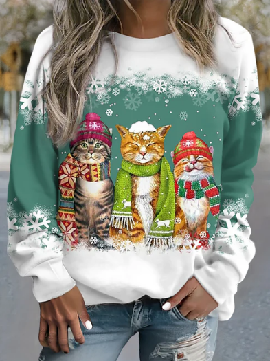 Aurora | Comfortable winter sweatshirt with cat motifs