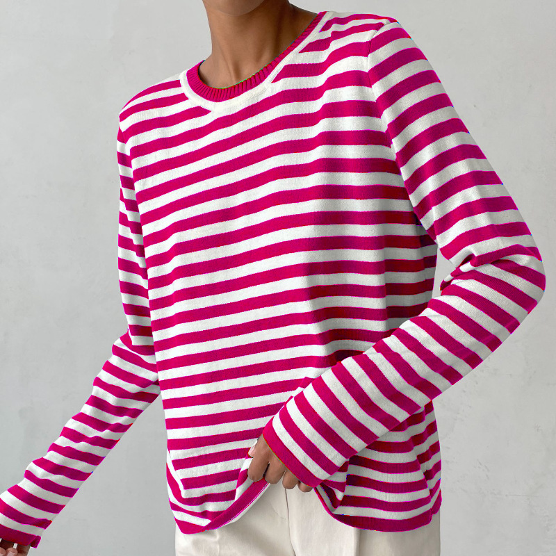Fatima® | Women's striped long-sleeved round-neck top