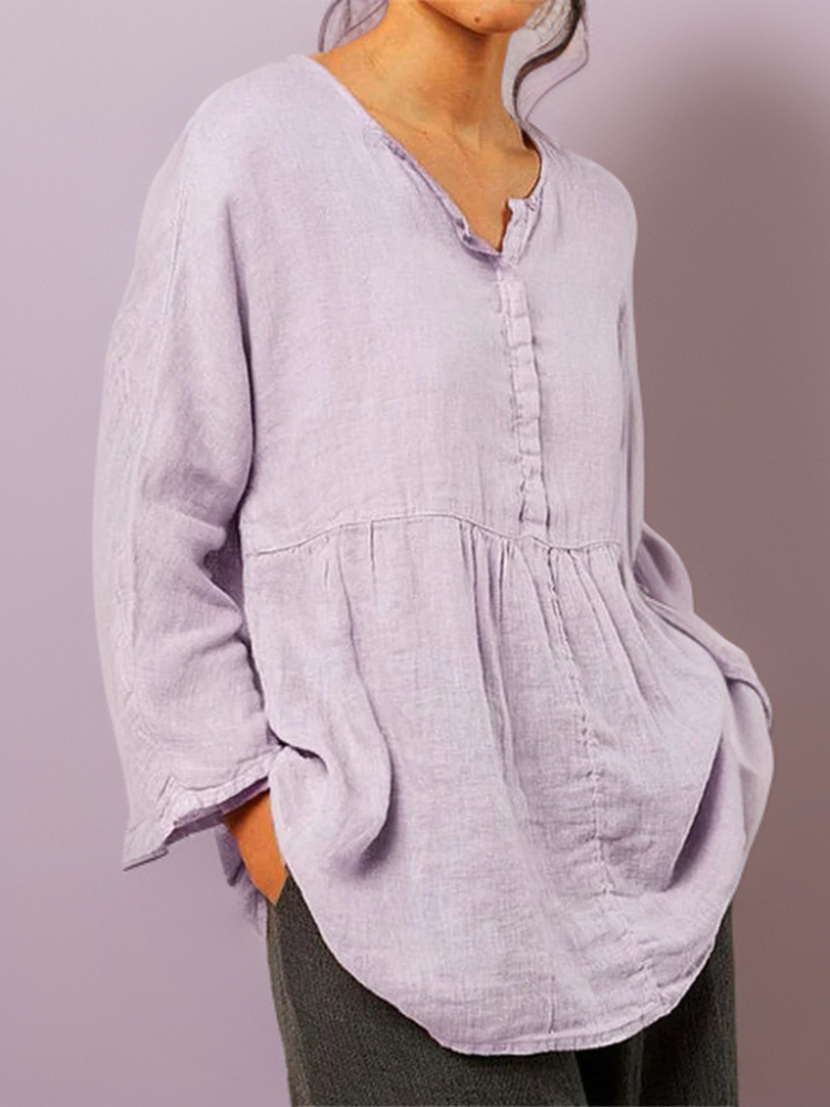 Naia® | Comfortable Tunic With Button Placket In A-Line