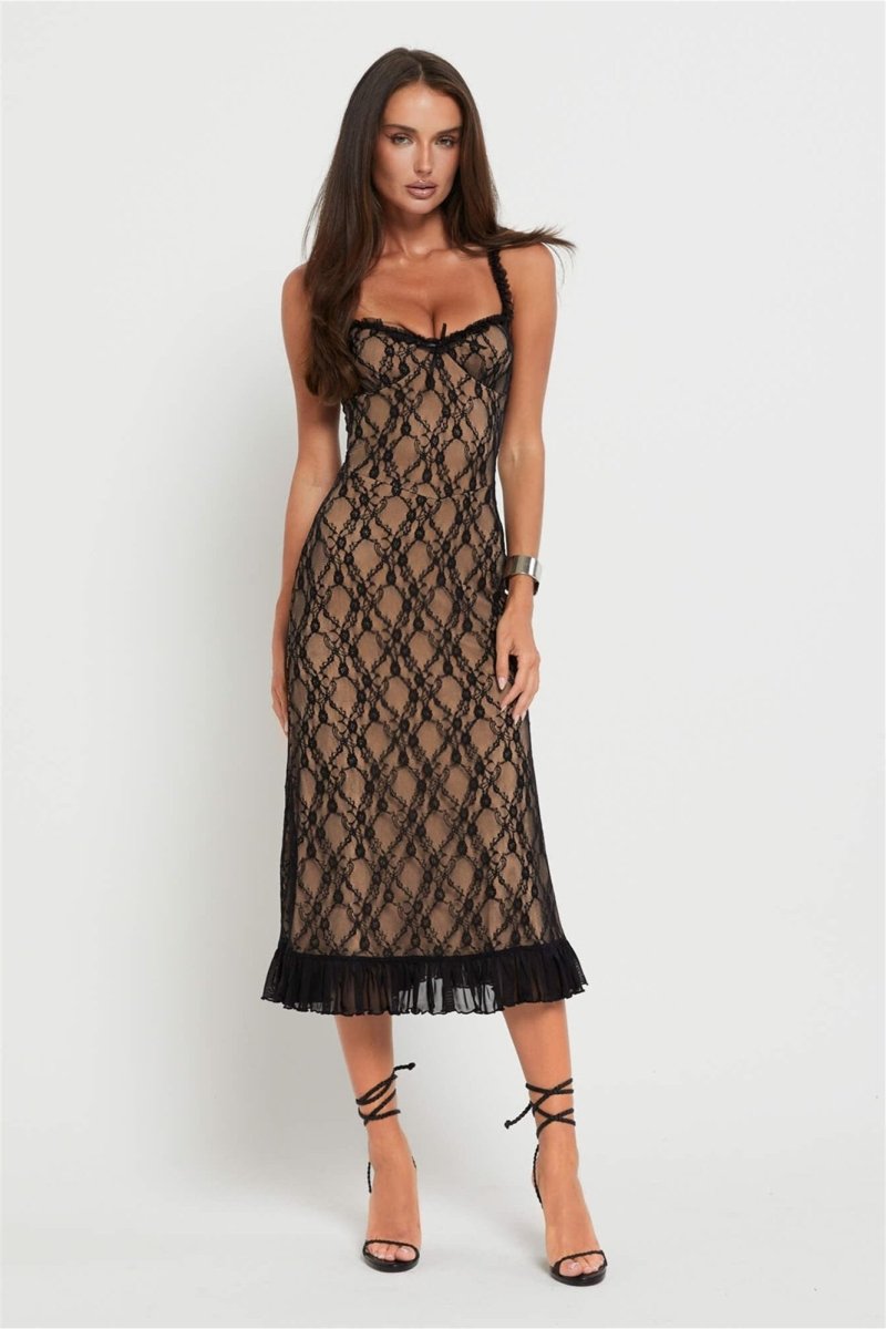 Daniela® | Maxi Dress With Ruffles And Floral Lace