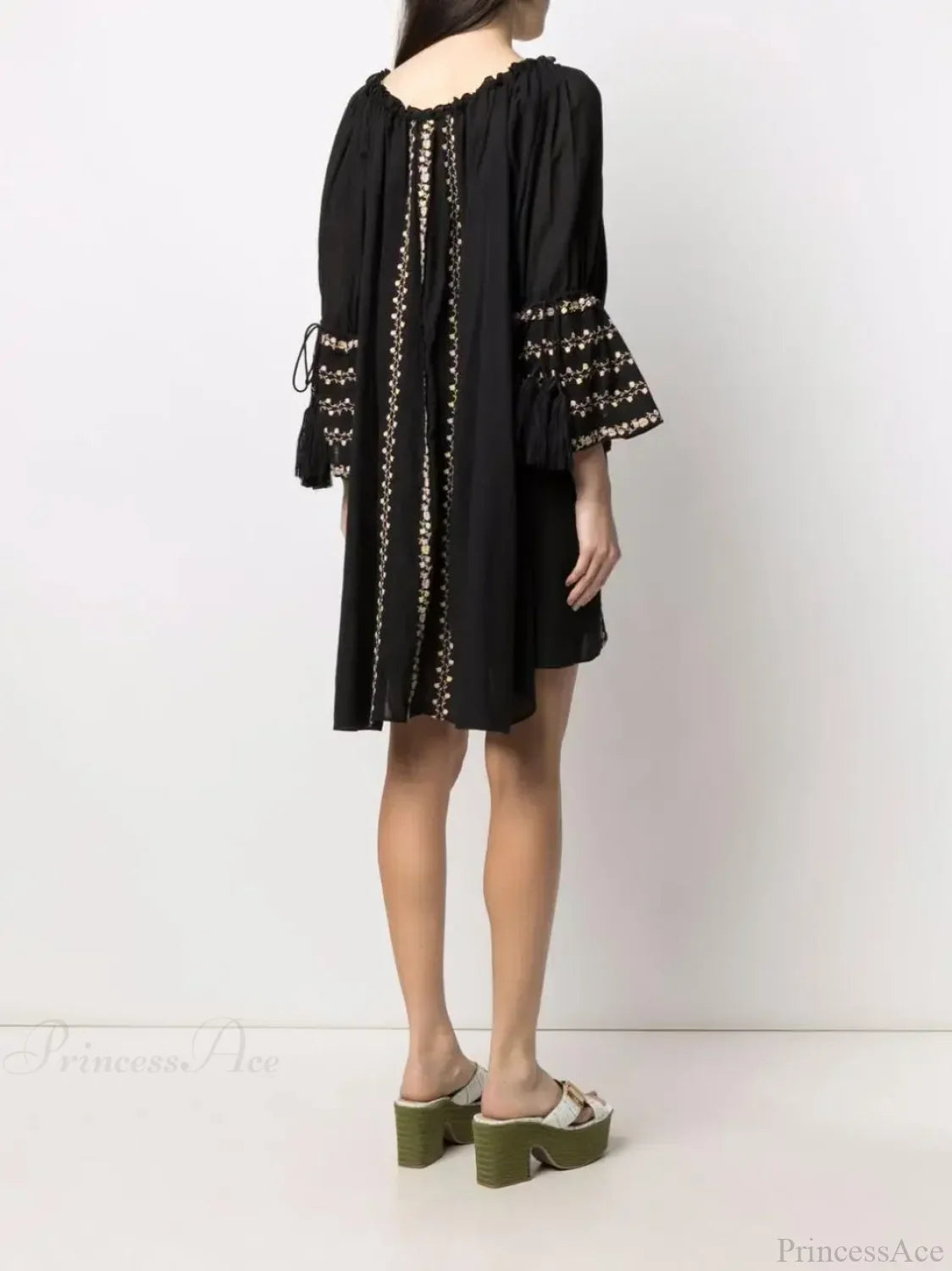 Irregular Backless Embroidery Beach Boho Dress