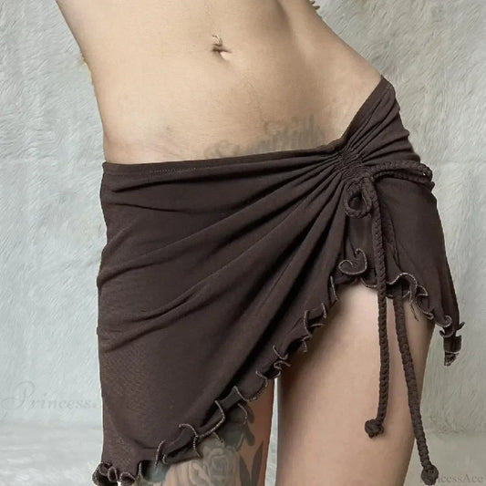 Irregular Drawstring Bandage Skirt