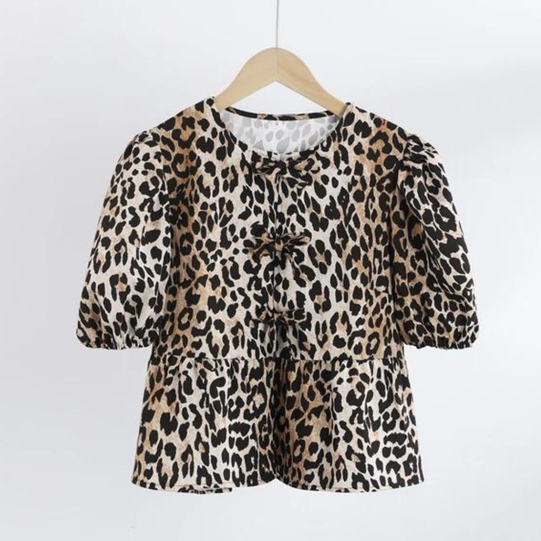 Melissa® | Leopard Lace Blouse With Bubble Sleeves