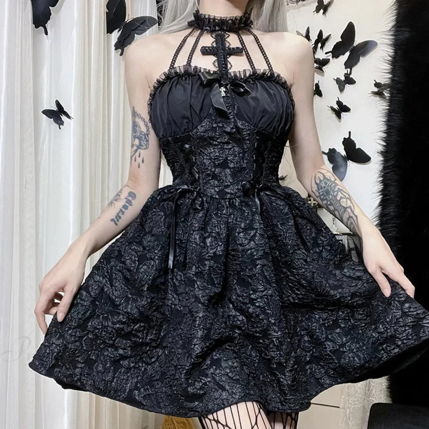 Jacquard Gathered Small Dress
