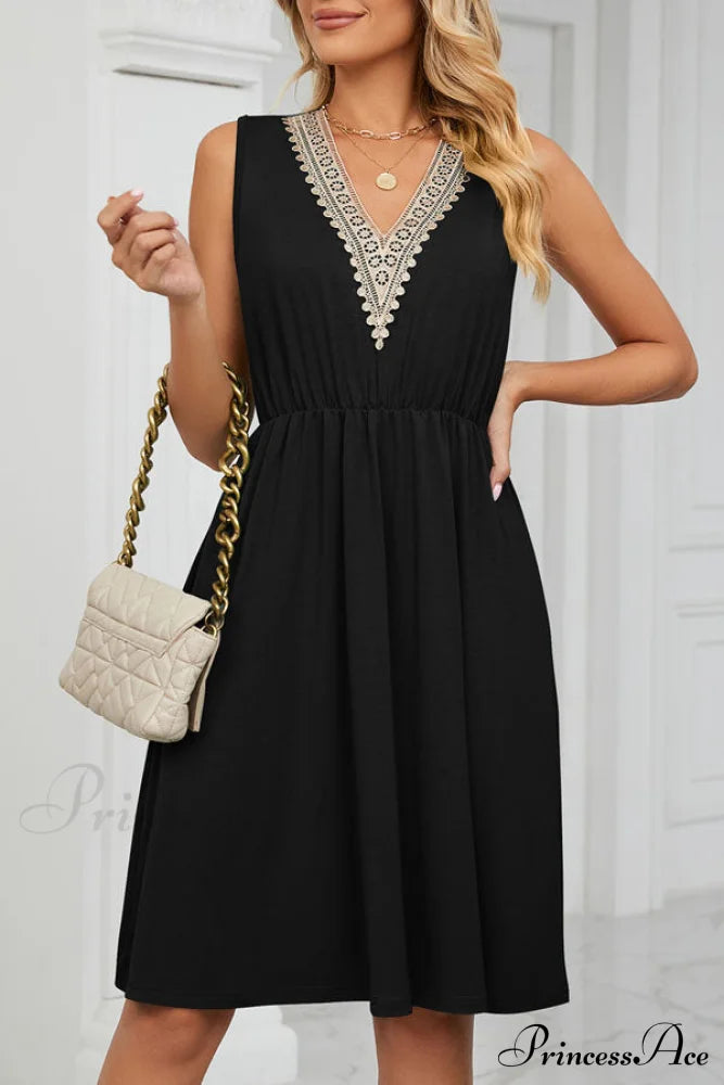 Jacquard Round Neck Trendy Sleeveless Casual Dress